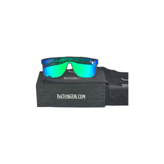 Poderoso black frame blue green lens